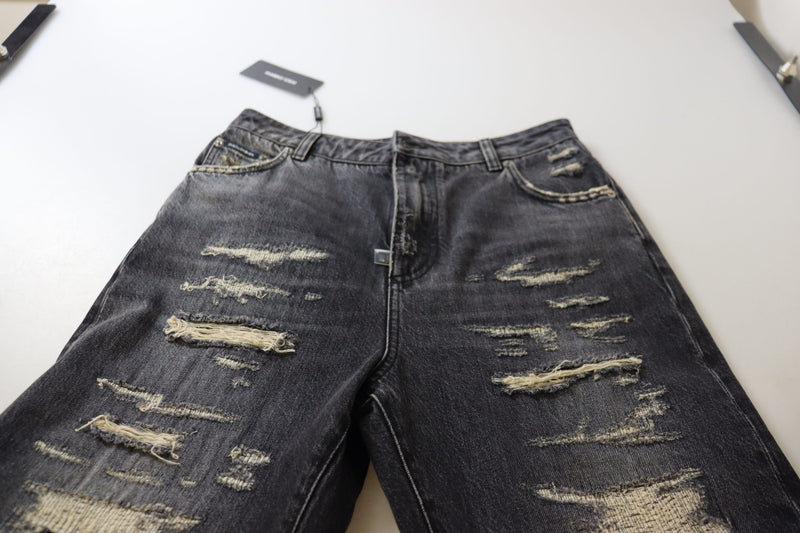 Dolce & Gabbana Jeans en Denim Noir Tissé Hauts de Taille