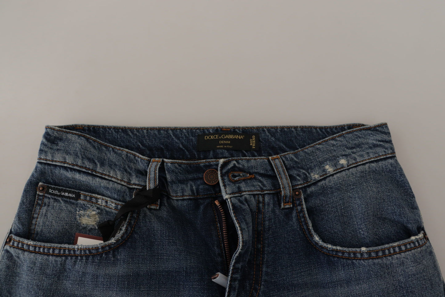 Dolce & Gabbana blauwe denim jeans met barok hartlogo patch