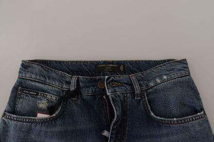 Dolce & Gabbana blauwe denim jeans met barok hartlogo patch