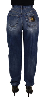Dolce & Gabbana Pantalons Bleus Taille Haute Effet Délavé