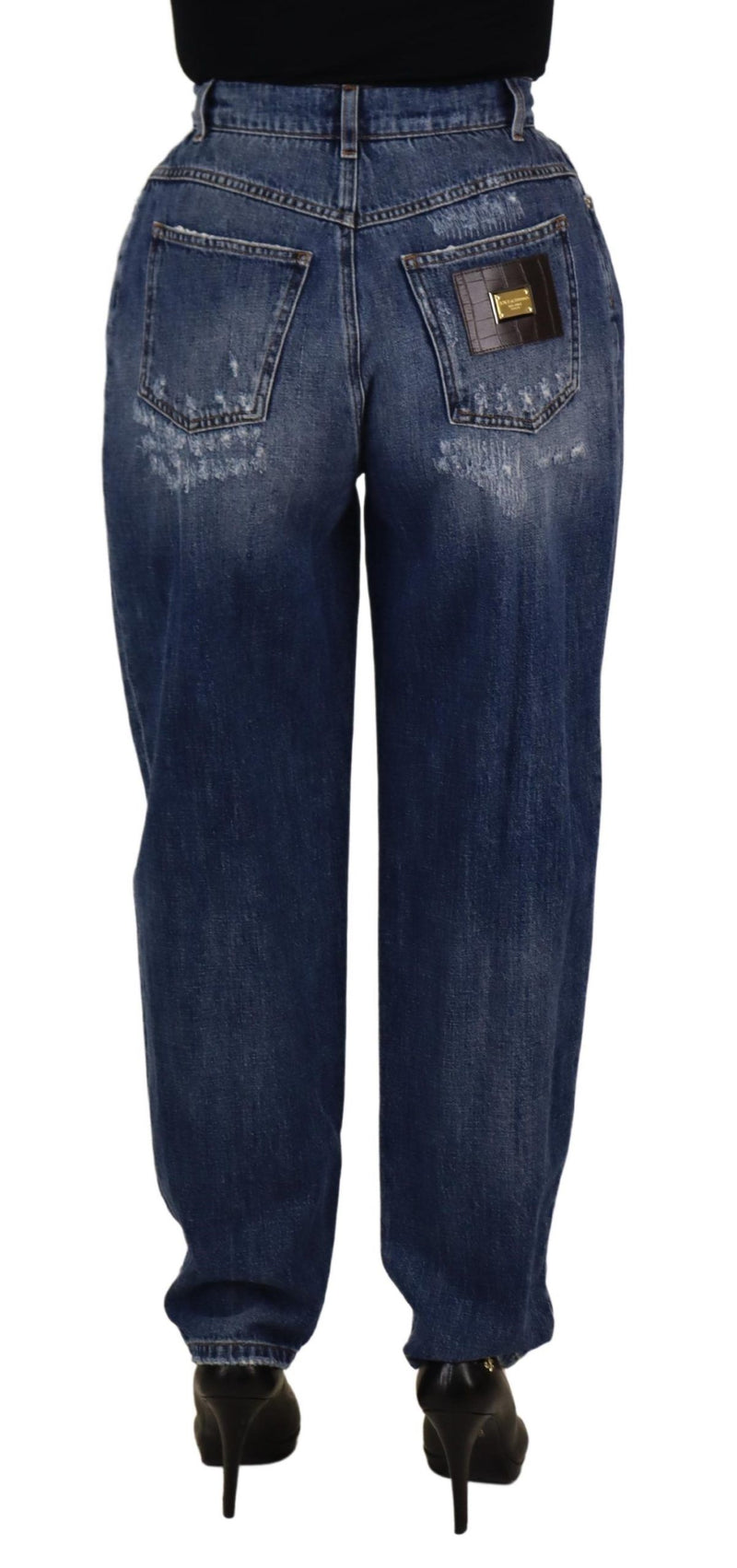 Dolce & Gabbana Pantalons Bleus Taille Haute Effet Délavé