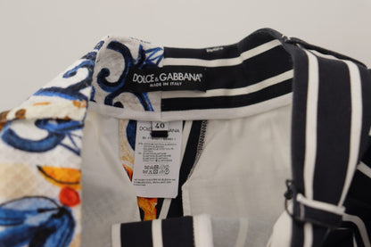 Dolce & Gabbana Bermuda shorts met meerkleurige strepen, Majolica-print