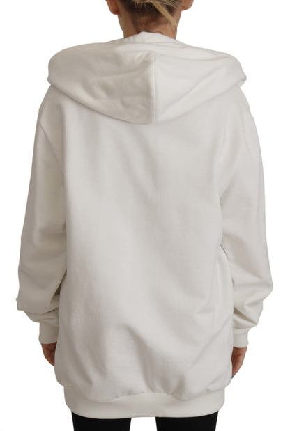 Dolce & Gabbana witte hoodie, gebreide trui met borduursel