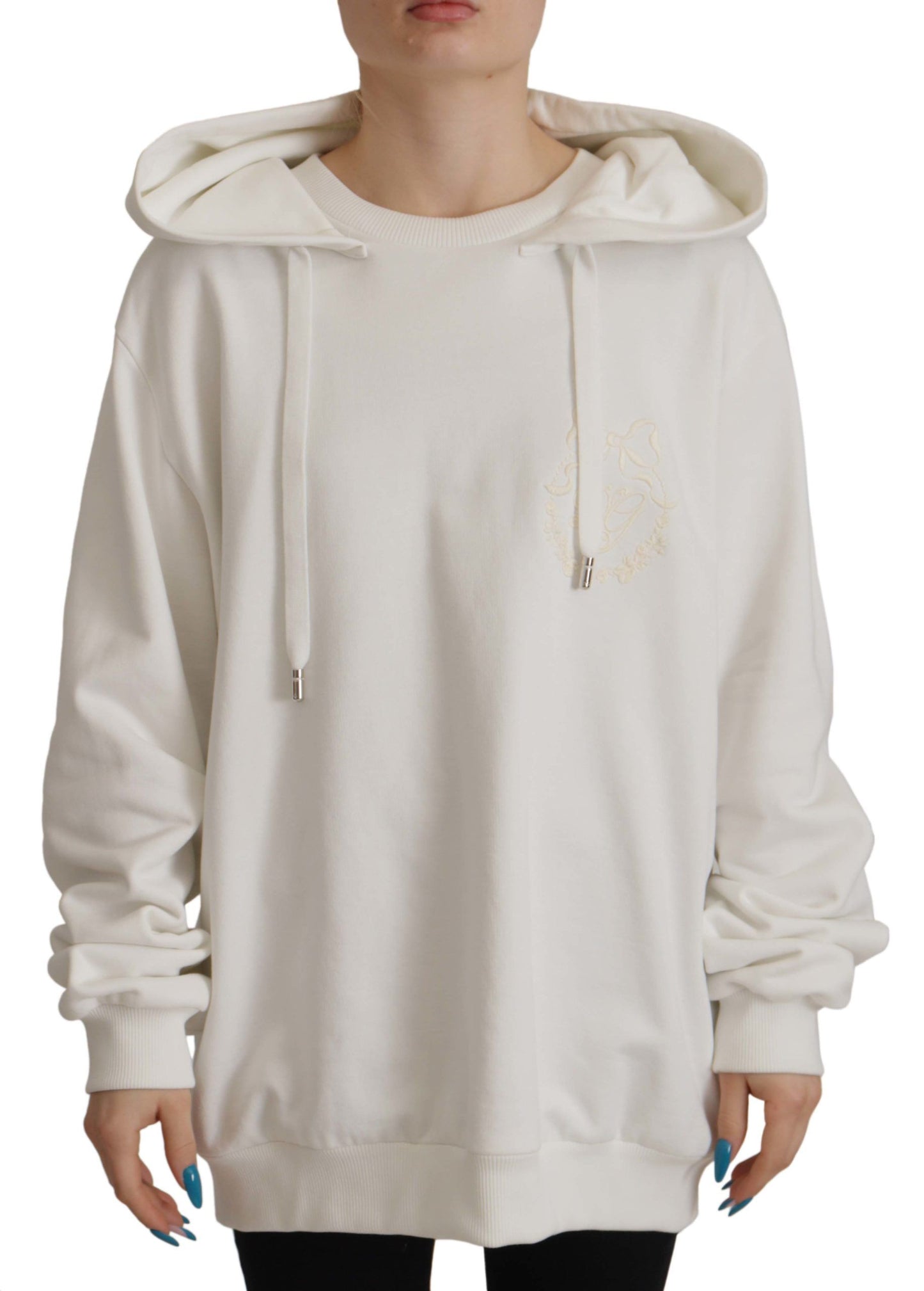 Dolce & Gabbana witte hoodie, gebreide trui met borduursel