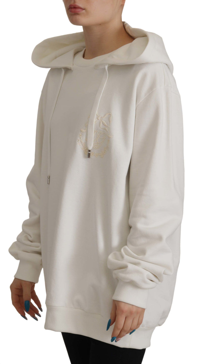 Dolce & Gabbana White Hoodie Pullover - Luxury Embroidered Sweater