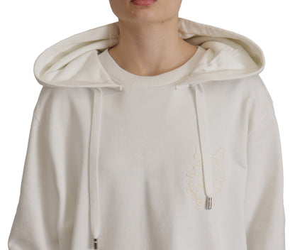 Dolce & Gabbana witte hoodie, gebreide trui met borduursel