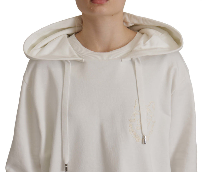 Dolce & Gabbana White Hoodie Pullover - Luxury Embroidered Sweater