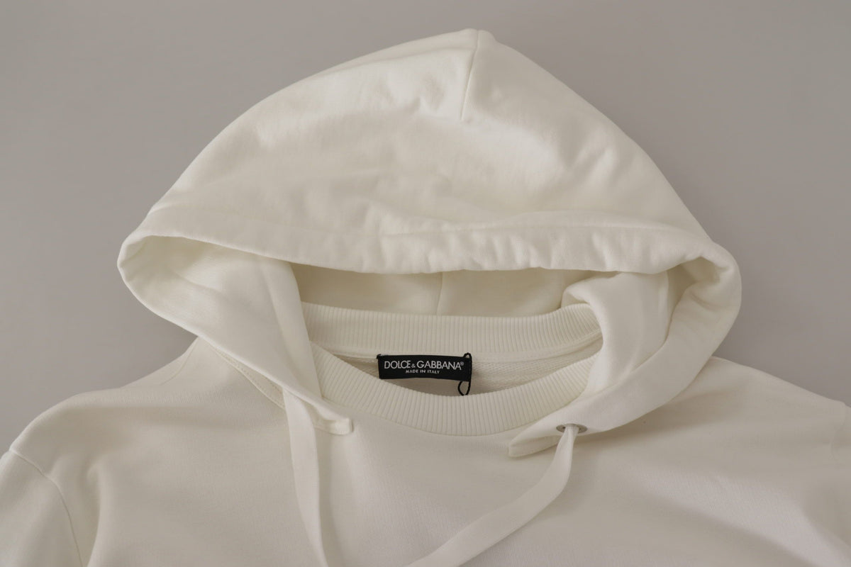 Dolce & Gabbana White Hoodie Pullover - Luxury Embroidered Sweater