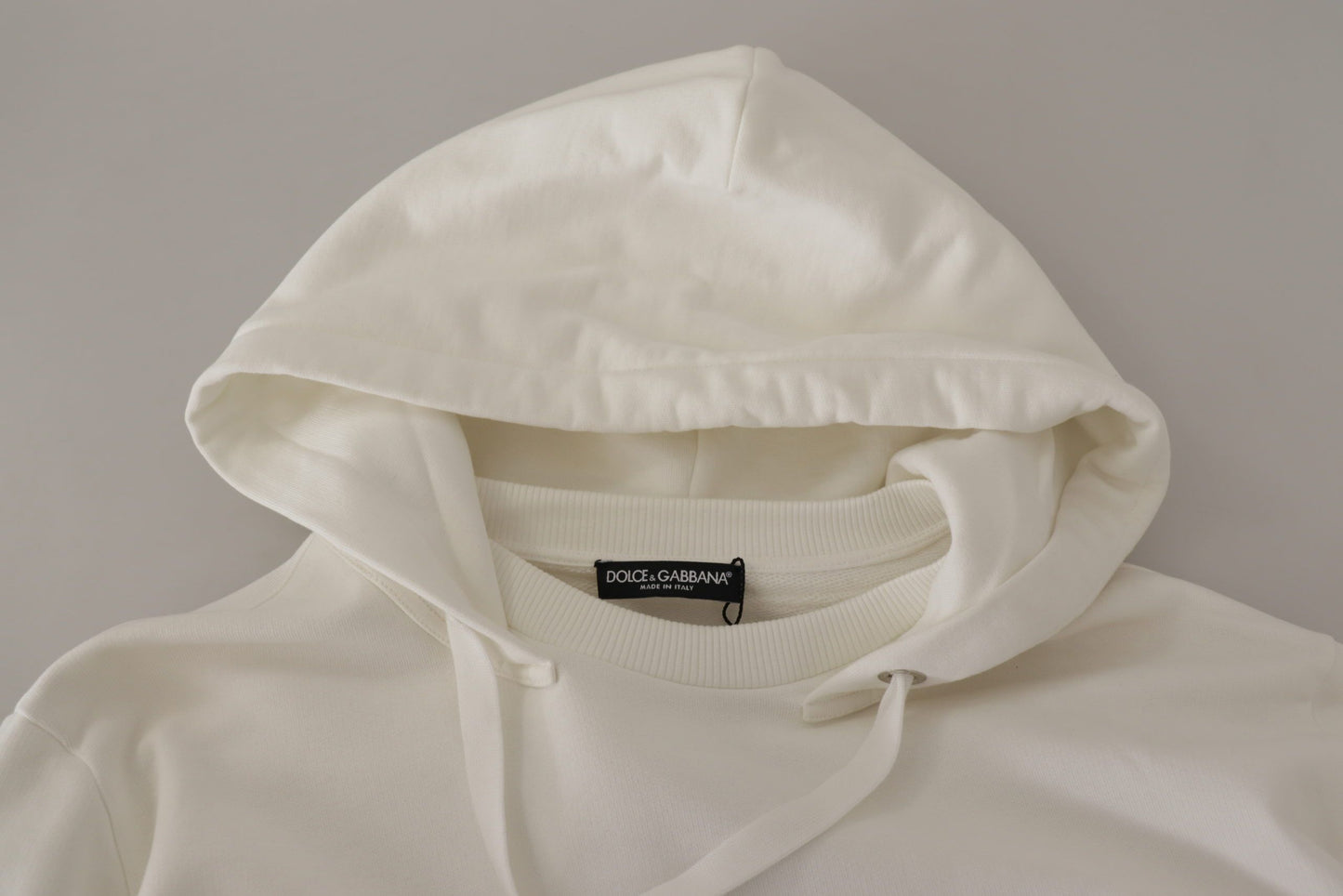 Dolce & Gabbana witte hoodie, gebreide trui met borduursel