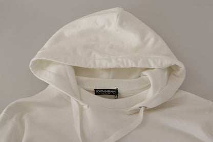 Dolce & Gabbana witte hoodie, gebreide trui met borduursel