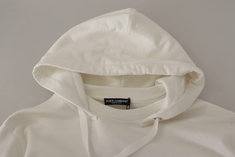 Dolce & Gabbana White Hoodie Pullover - Luxury Embroidered Sweater