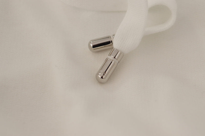 Dolce & Gabbana White Hoodie Pullover - Luxury Embroidered Sweater