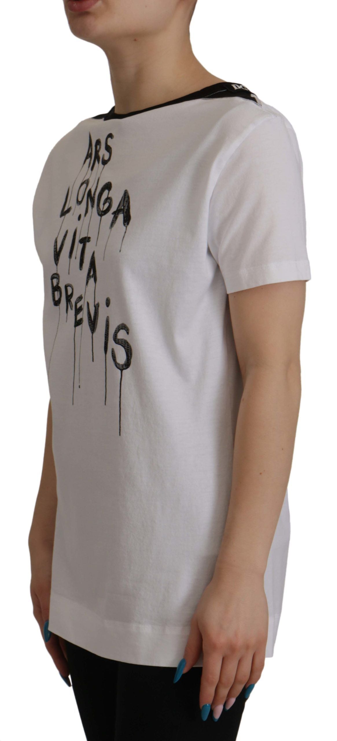 Dolce & Gabbana T-shirt en Coton Blanc avec Imprimé Slogan