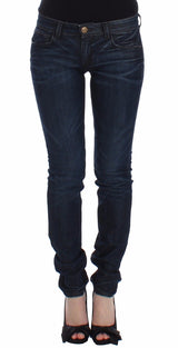 Jean slim bleu en denim, taille skinny et extensible, Ermanno Scervino.