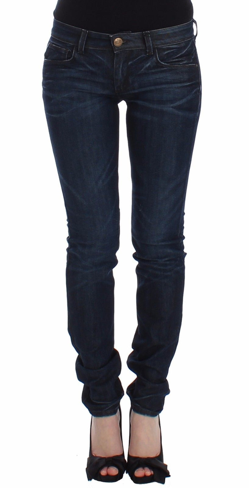 Jean slim bleu en denim, taille skinny et extensible, Ermanno Scervino.