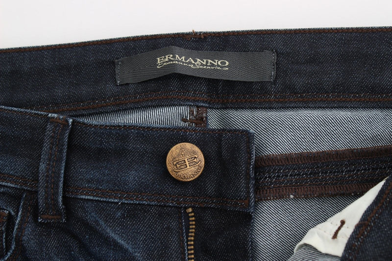 Jean slim bleu en denim, taille skinny et extensible, Ermanno Scervino.