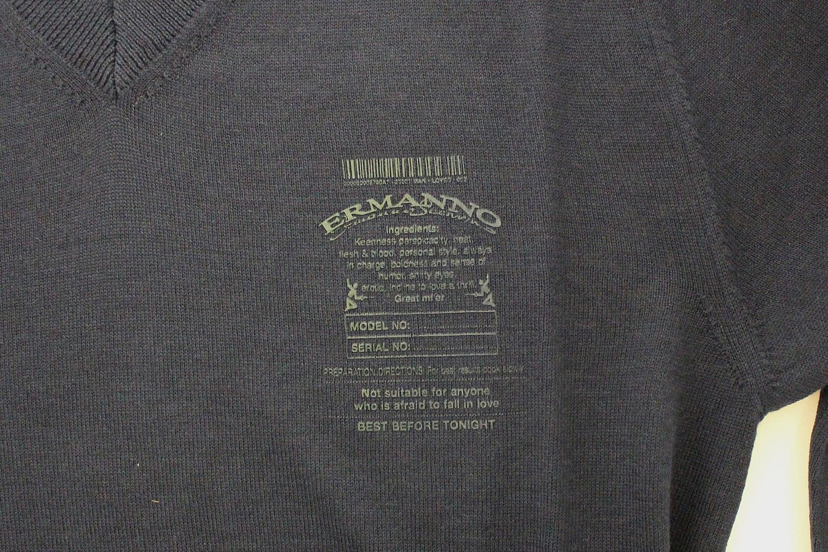 Pull en laine mélangée bleu à col en V d'Ermanno Scervino