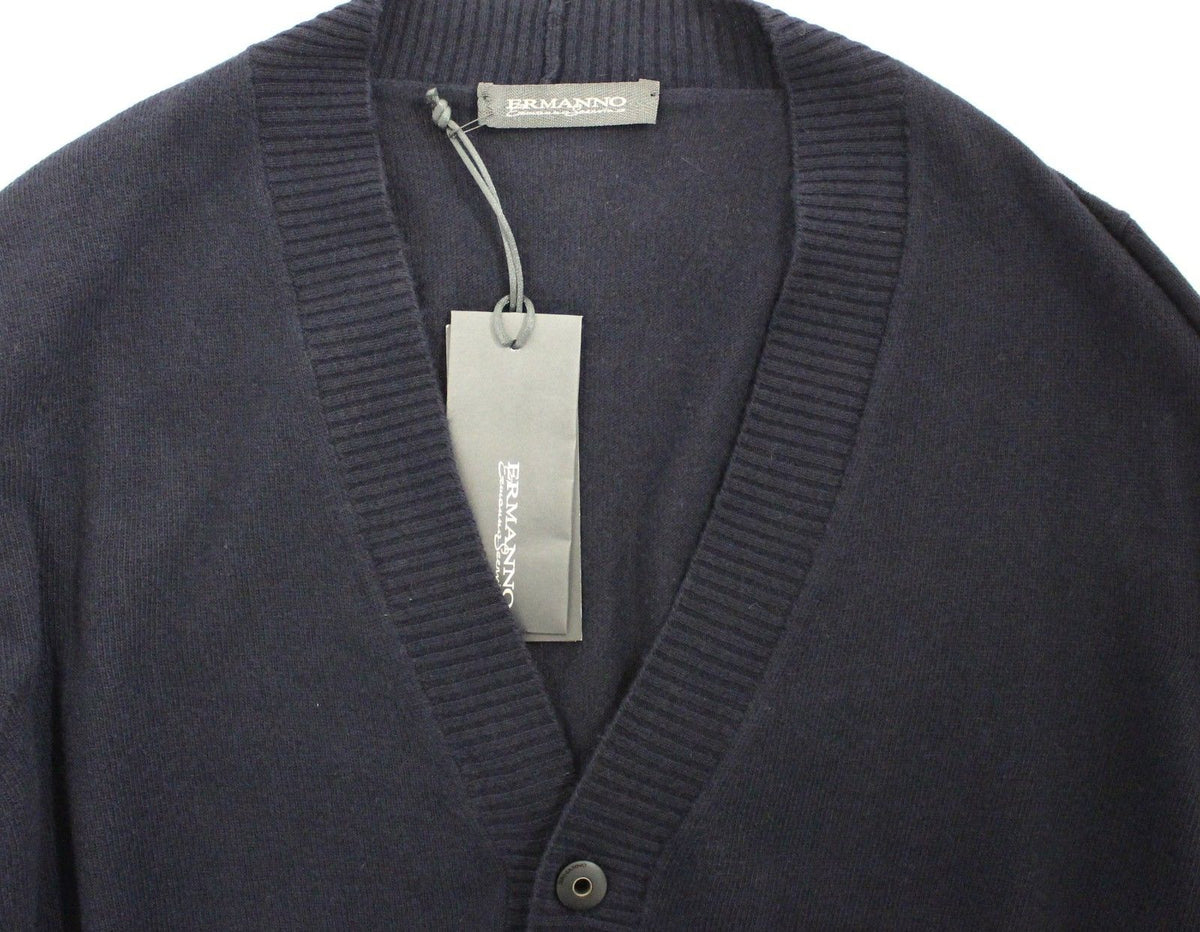 Pull en cachemire et laine bleu à col montant Ermanno Scervino