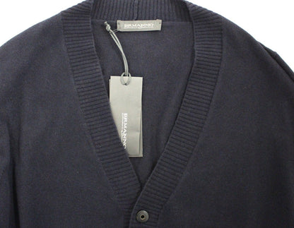 Pull en cachemire et laine bleu à col montant Ermanno Scervino