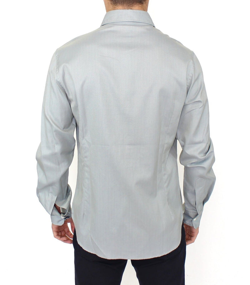 Ermanno Scervino Gray Cotton Long Sleeve Casual Shirt Top