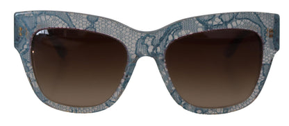 Lunettes de soleil rectangulaires en acétate et dentelle bleue Dolce & Gabbana DG4231