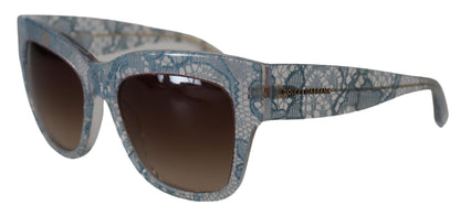 Lunettes de soleil rectangulaires en acétate et dentelle bleue Dolce & Gabbana DG4231