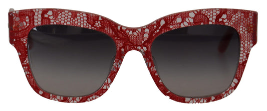 Lunettes de soleil rectangulaires en acétate et dentelle rouge Dolce & Gabbana DG4231F