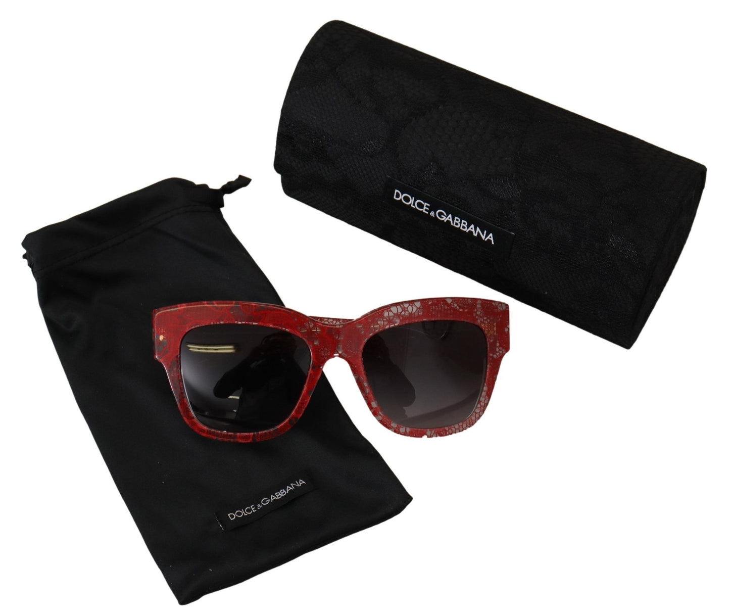 Lunettes de soleil rectangulaires en acétate et dentelle rouge Dolce & Gabbana DG4231
