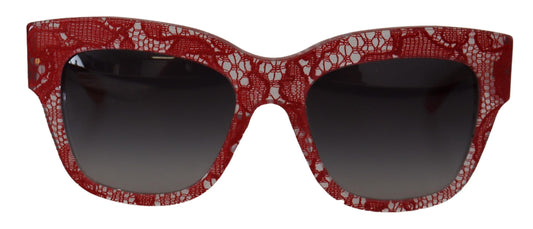 Lunettes de soleil rectangulaires en acétate et dentelle rouge Dolce & Gabbana DG4231