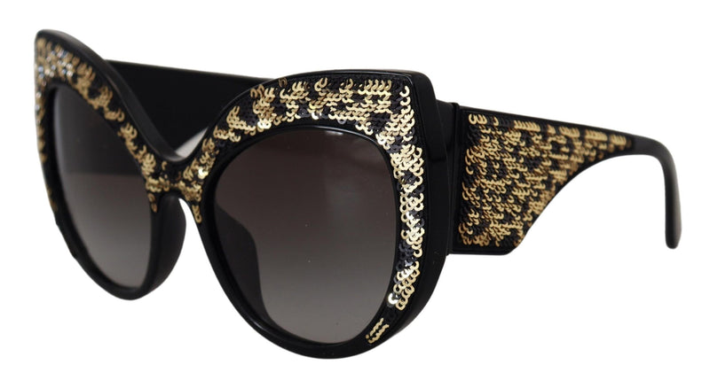 Dolce & Gabbana DG4326 Lunettes de Soleil Papillon Noir Or