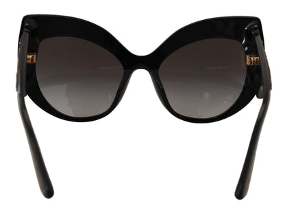 Lunettes de soleil papillon polarisées Dolce & Gabbana noires et dorées à paillettes DG4326