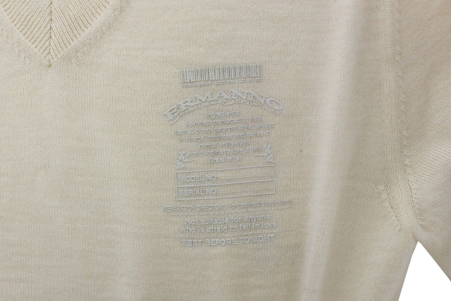 Pull en laine mélangée à col en V blanc cassé d'Ermanno Scervino