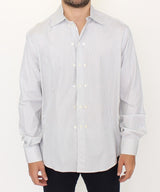 Chemise décontractée à rayures blanches et grises, coupe droite, Ermanno Scervino