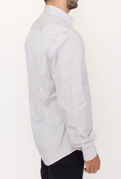 Chemise décontractée à rayures blanches et grises, coupe droite, Ermanno Scervino