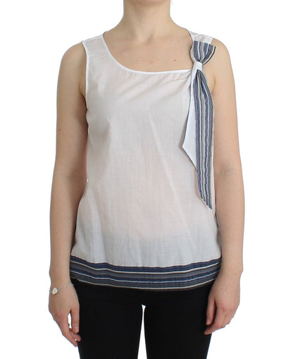 Haut, chemisier, débardeur, sans manches, blanc et bleu d'Ermanno Scervino