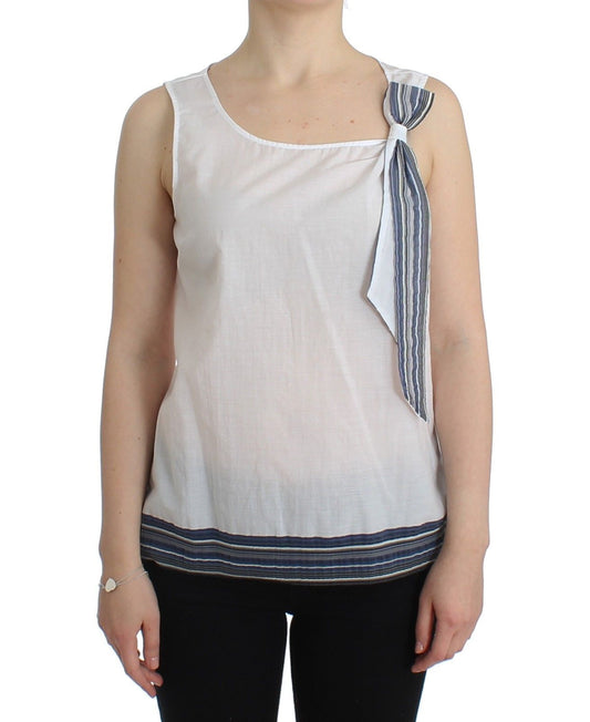 Haut, chemisier, débardeur, sans manches, blanc et bleu d'Ermanno Scervino