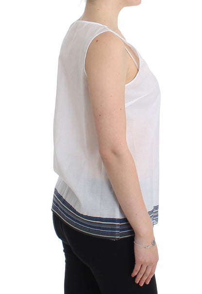 Haut, chemisier, débardeur, sans manches, blanc et bleu d'Ermanno Scervino