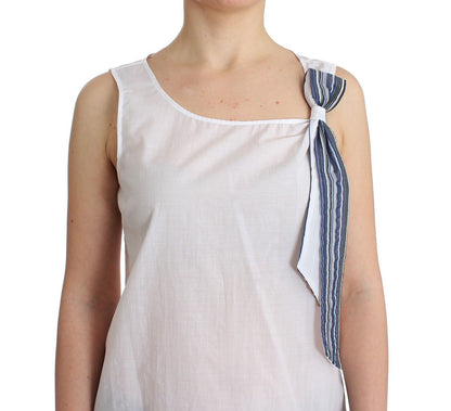 Haut, chemisier, débardeur, sans manches, blanc et bleu d'Ermanno Scervino