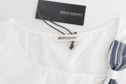 Haut, chemisier, débardeur, sans manches, blanc et bleu d'Ermanno Scervino