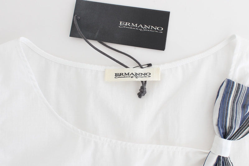 Haut, chemisier, débardeur, sans manches, blanc et bleu d'Ermanno Scervino
