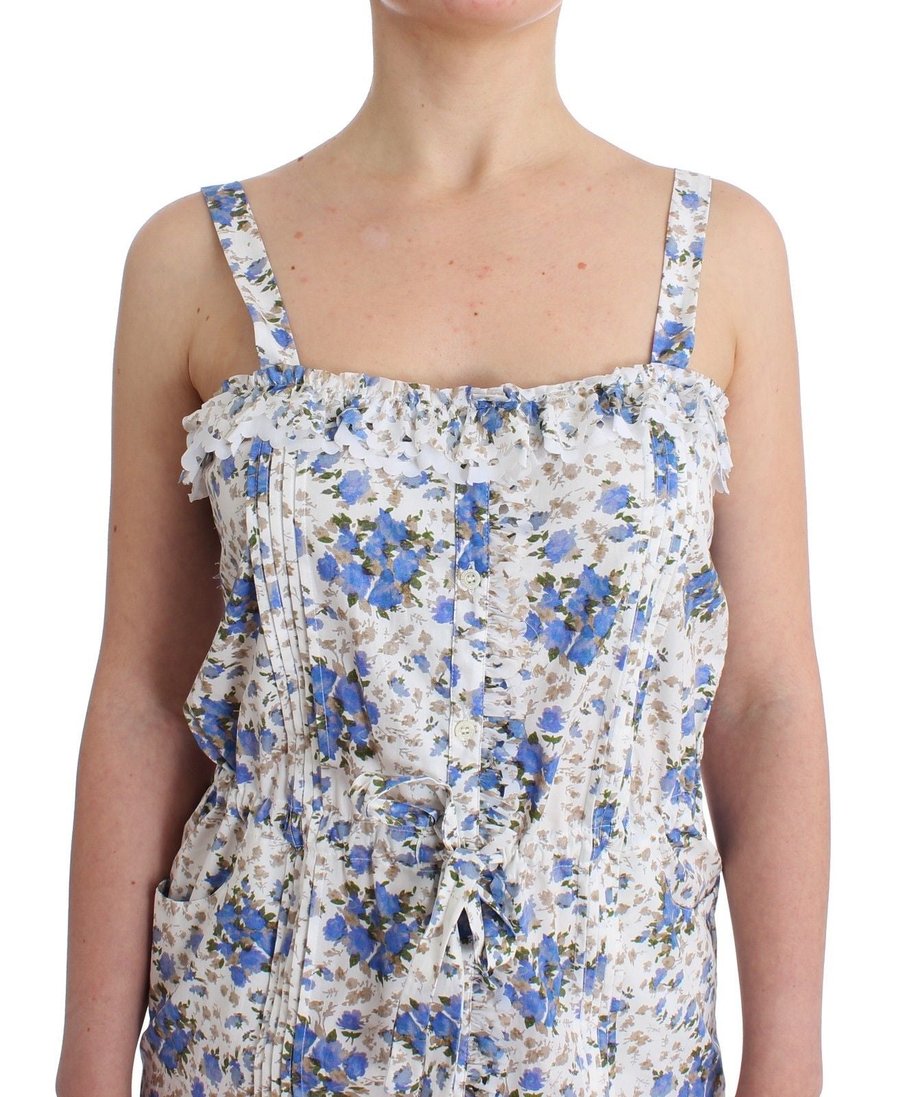 Mini-robe de plage bleue à motifs floraux de la collection de maillots de bain Ermanno Scervino.