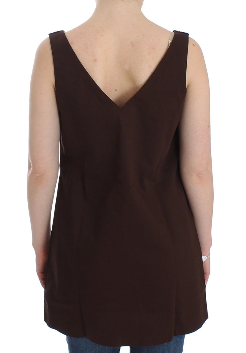 Robe tunique en coton extensible brun pour plage d'Ermanno Scervino