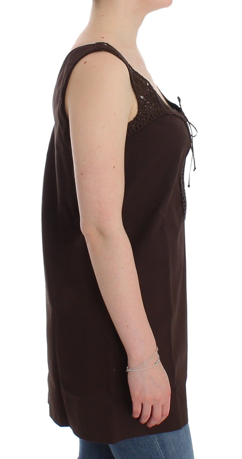 Robe tunique en coton extensible brun pour plage d'Ermanno Scervino