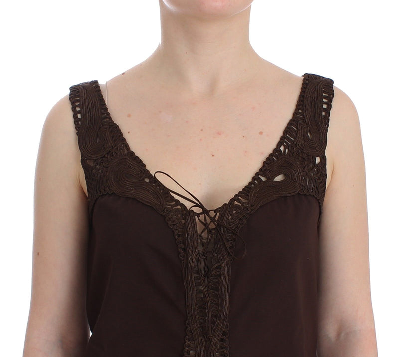 Robe tunique en coton extensible brun pour plage d'Ermanno Scervino