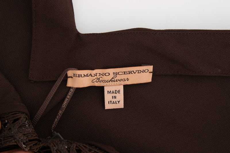 Robe tunique en coton extensible brun pour plage d'Ermanno Scervino