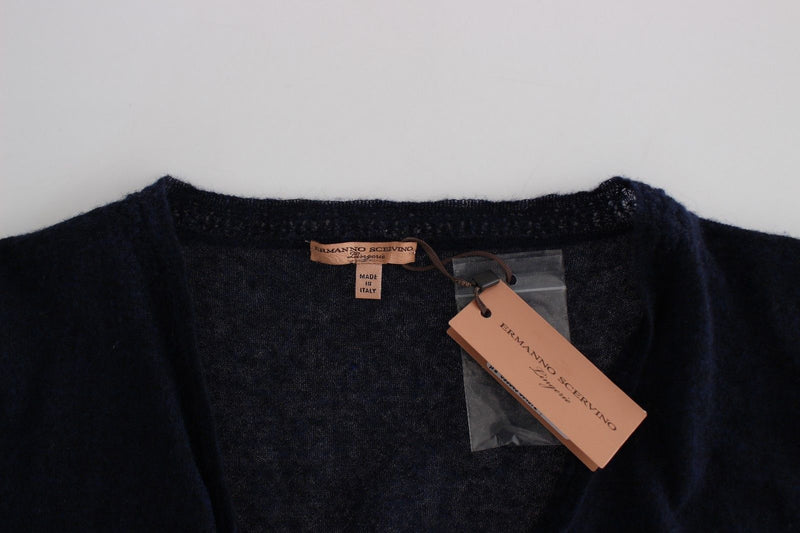 Cardigan en laine bleu à maille d'Ermanno Scervino
