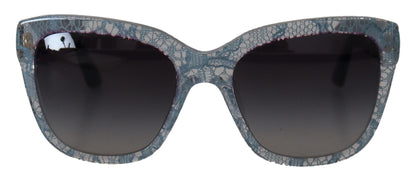 Lunettes de soleil rectangulaires en acétate et dentelle bleue Dolce & Gabbana DG4226