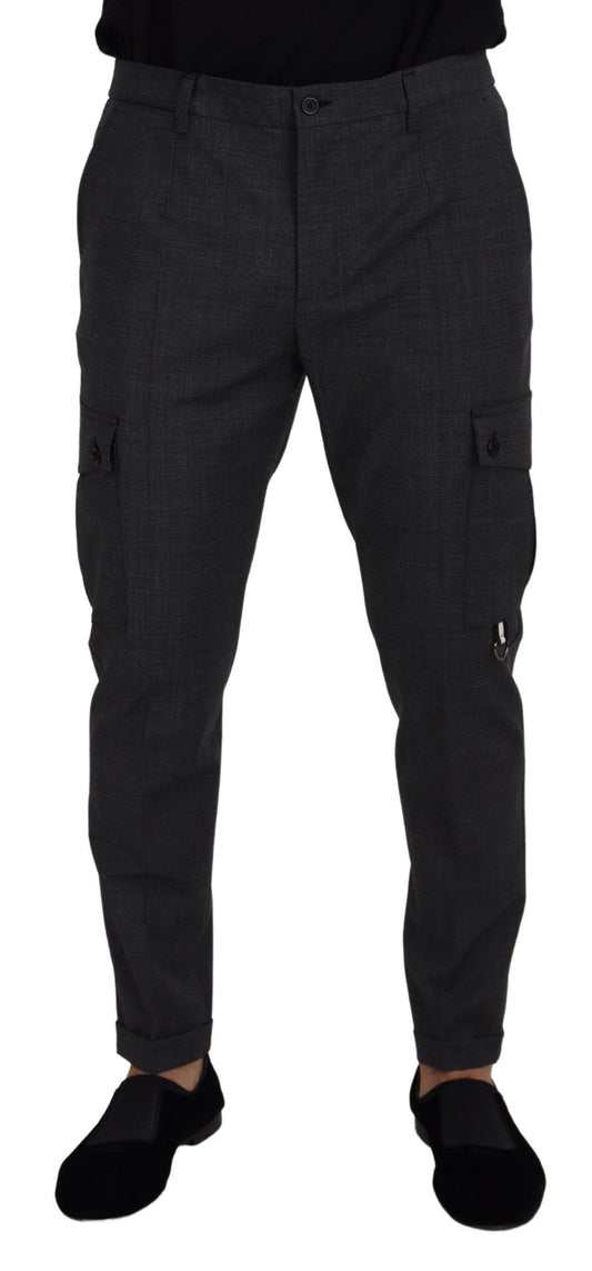 Pantalon cargo à carreaux gris stretch Dolce & Gabbana
