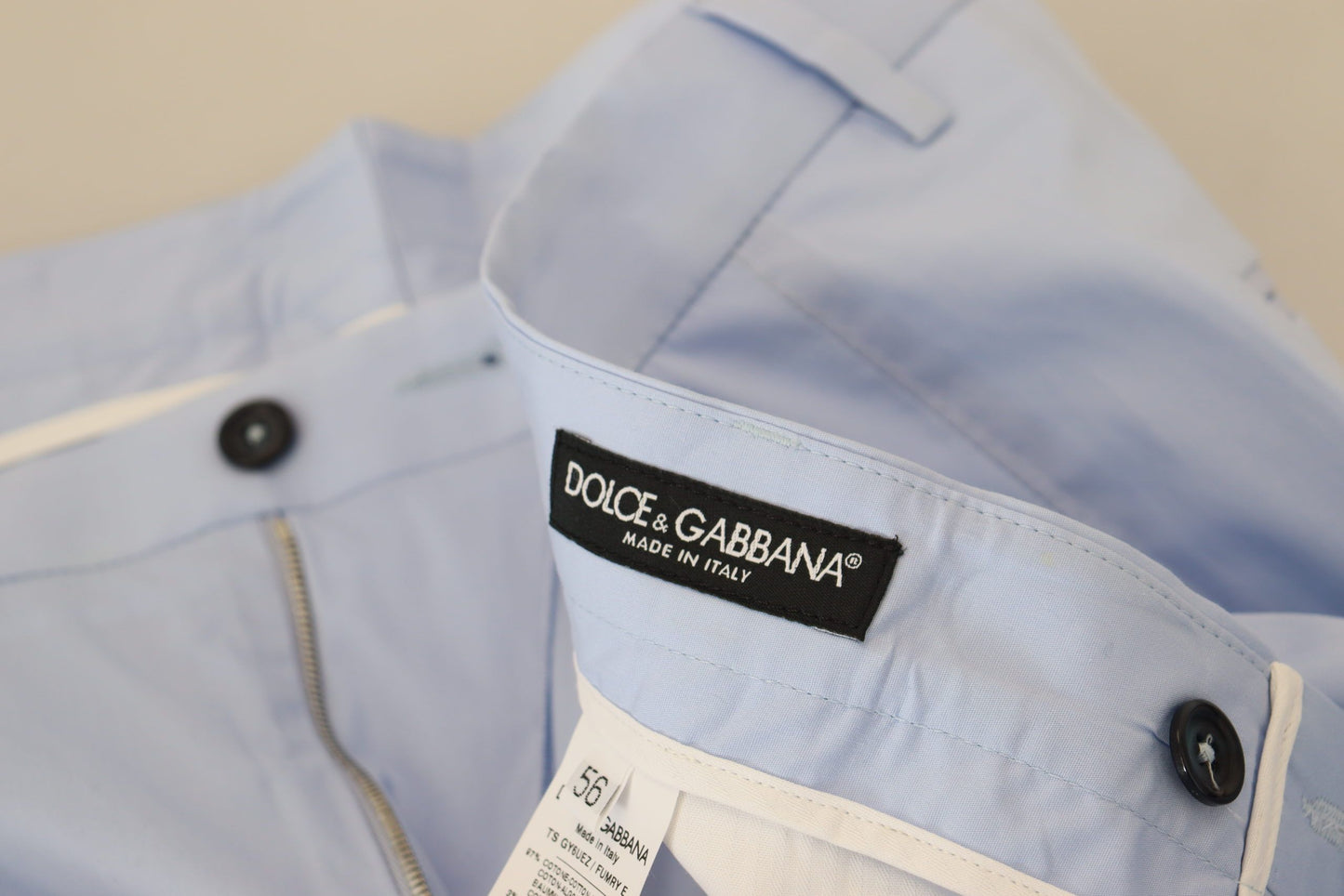 Pantalon chino en coton stretch bleu Dolce & Gabbana