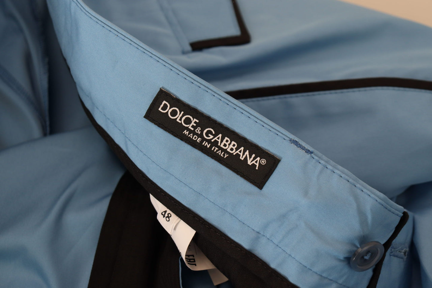 Pantalon chino en coton et soie bleu de Dolce & Gabbana